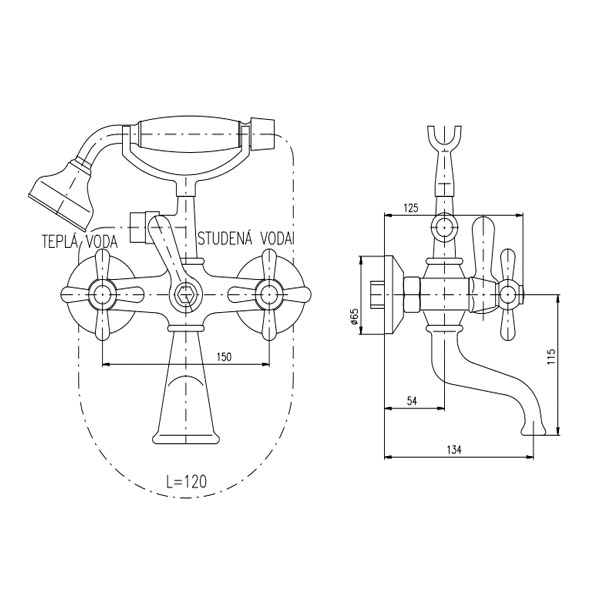 MK159.5/2SM MORAVA Смеситель для ванны, цвет бронза