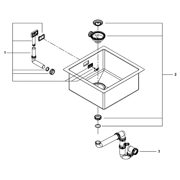Мойка K700, с 1 чашей, 464х464, нержавеющая сталь GROHE 31578SD1