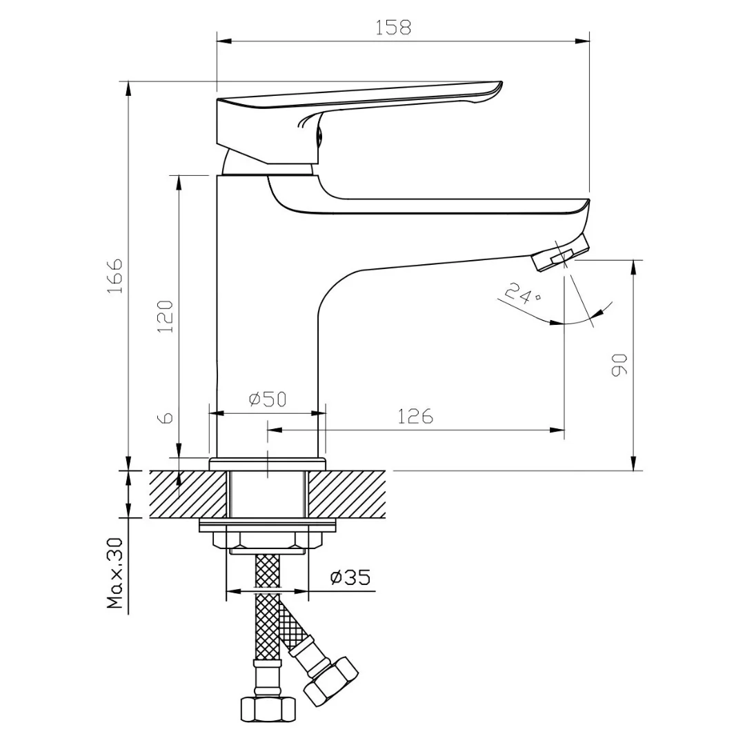 Смеситель для раковины, оружейная сталь ESKO Lagos LG26GM