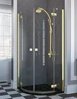 Душевая кабина полукруглая 900х900х1950 прозрачное стекло, золото Radaway Almatea PDD 30502-09-01N
