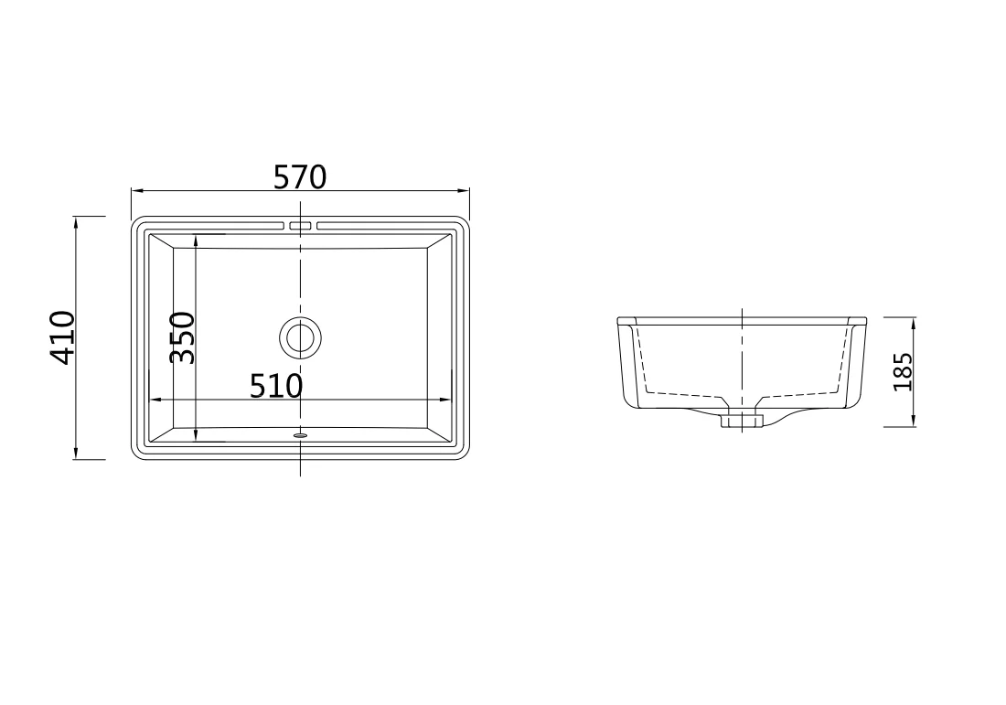 Раковина встраиваемая снизу 57, белая SSWW CL3308