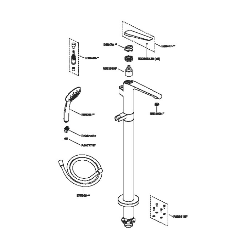 Смеситель для ванны, напольный, хром Jacob Delafon Avid E97367-CP