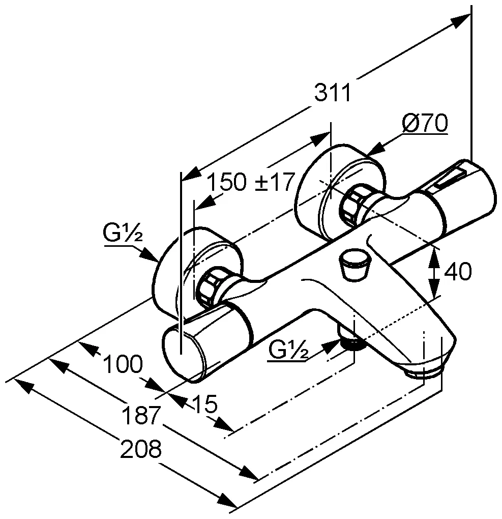 Термостат для ванны, хром Kludi Zenta 351010538