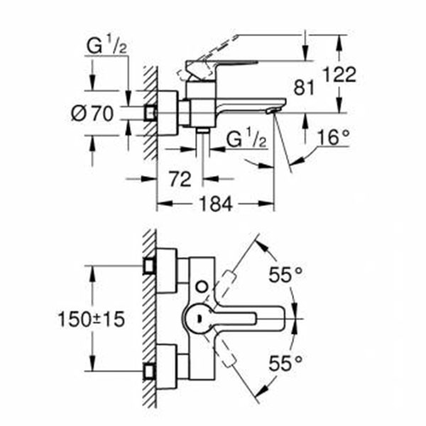 Смеситель для ванны, хром Grohe Lineare 33849001