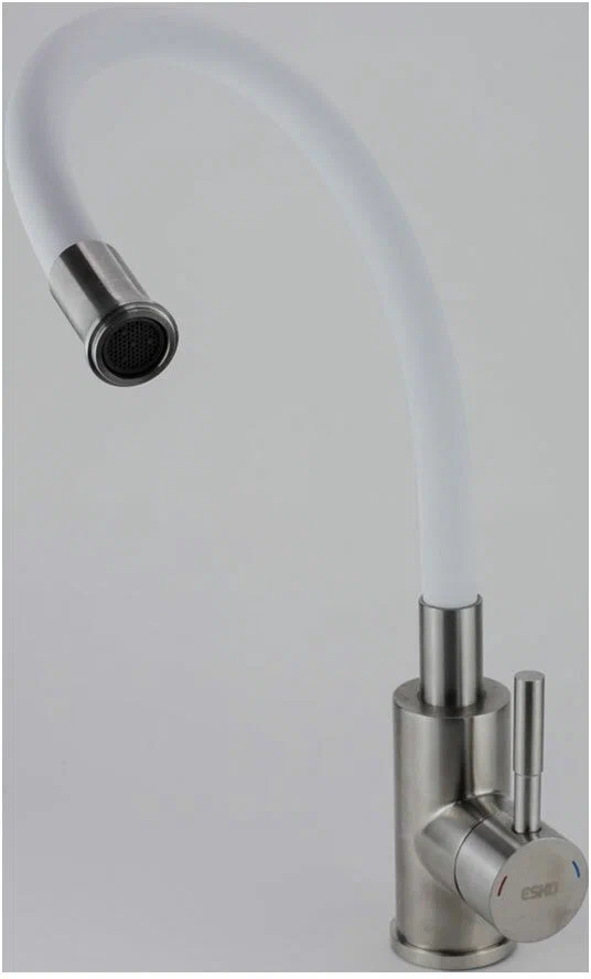 Смеситель для кухни, гибкий излив, белый ESKO Snake K44 W