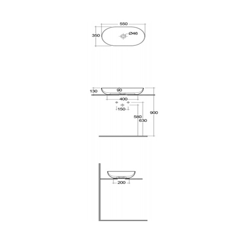 Раковина накладная 55, черная Rak Ceramics Feeling FEECT5500504A