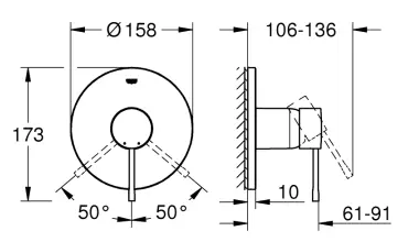 Смеситель для душа, встраиваемый, суперсталь Grohe Essence 24168DC1