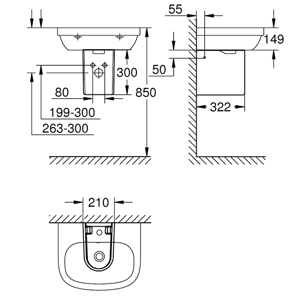 Полупьедестал для раковины, белый Grohe Euro Ceramic 39201000