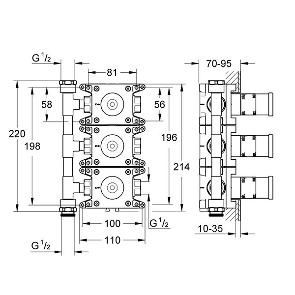Скрытая монтажная часть на три выхода Grohe Rapido С 35031000