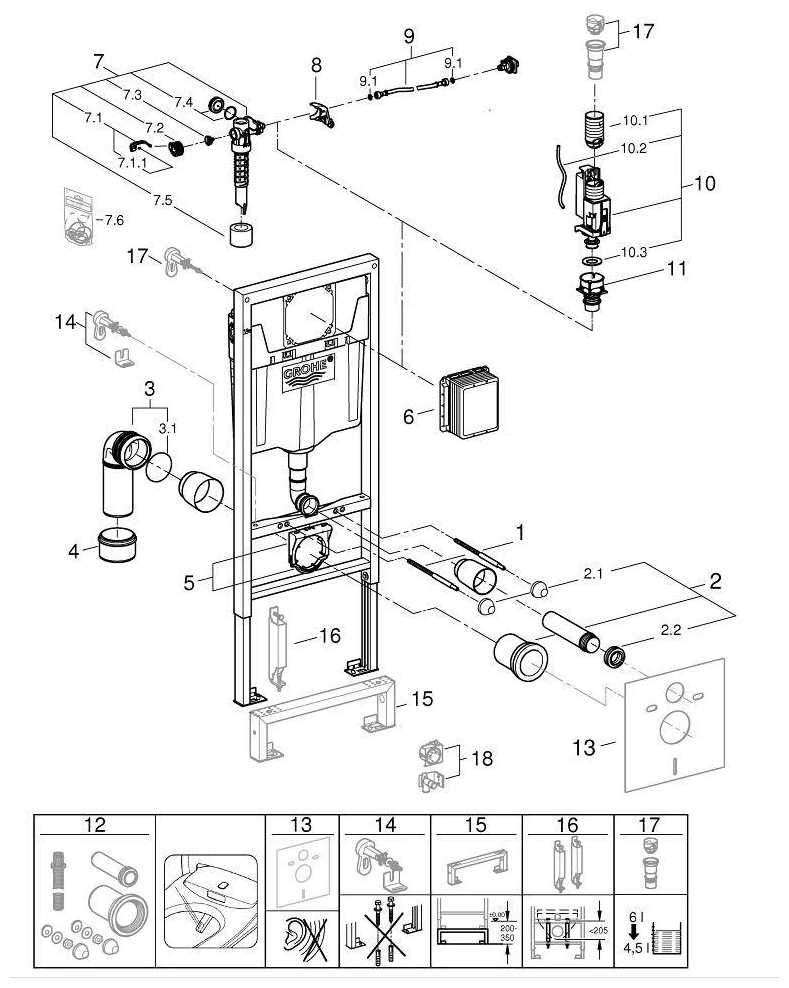 Инсталляция для подвесного унитаза Grohe Rapid SL 38528001