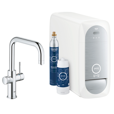 Смеситель для кухни, U-излив, с функциями охлаждения и газирования, хром Grohe Blue Home 31456000