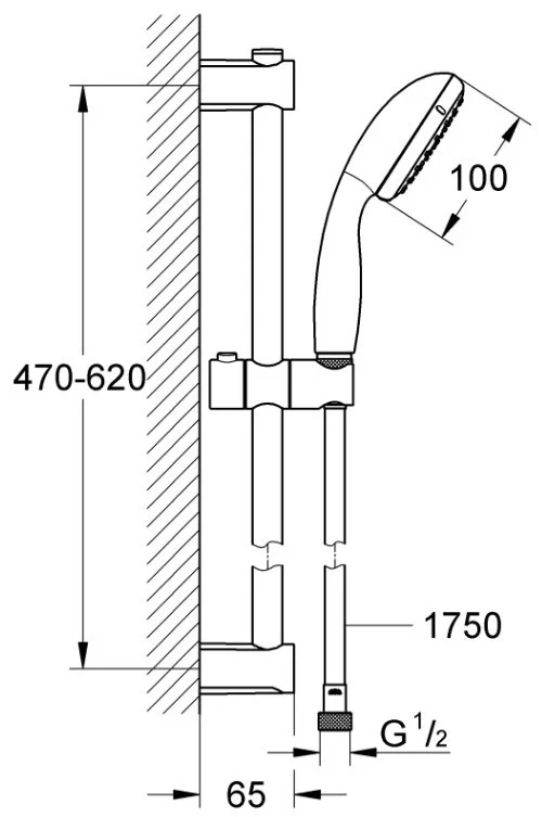 Душевой гарнитур, черный матовый Grohe Vitalio Start 279482430