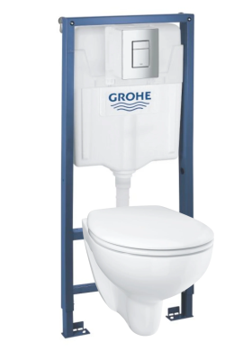 Комплект 4в1: Инсталляция 38772001, унитаз безободковый GROHE Bau Ceramic 39351000/38772001