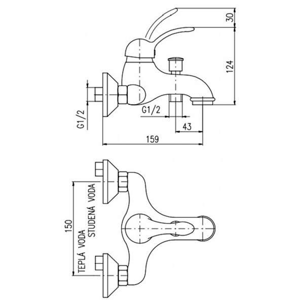 Смеситель для ванной без душа Rav Slezak Labe L554.5