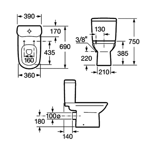 Унитаз напольный Roca Giralda (без бачка и крышки-сиденья) 7342466000