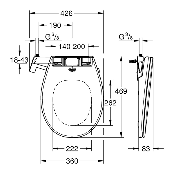 Сиденье-биде для унитаза, альпин-белый Grohe Bau 39648SH0