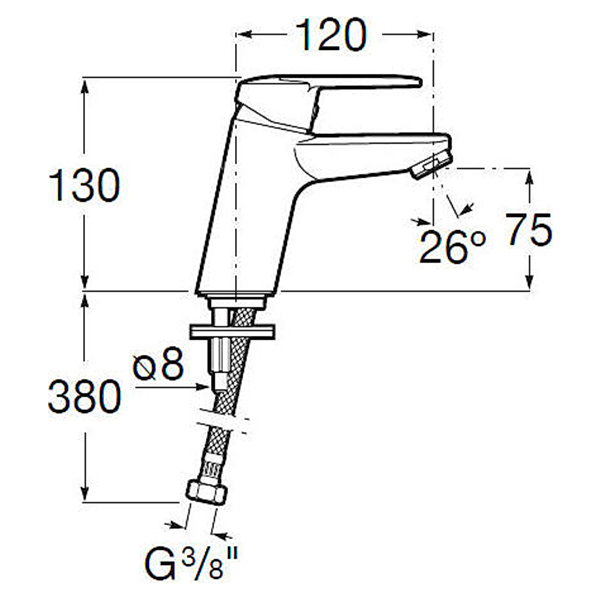 Смеситель для раковины, хром Roca Victoria L 75A3H25C0M