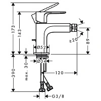 Смеситель для биде, хром Hansgrohe Rebris S 72210000