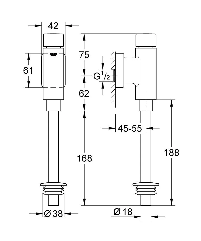 Смывное устройство для писсуара Grohe Rondo 37339000