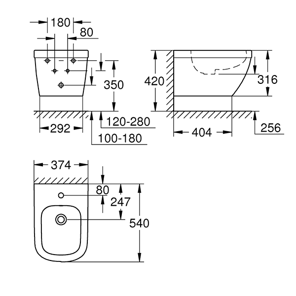 Биде подвесное, альпин-белый Grohe Euro Ceramic 39208000