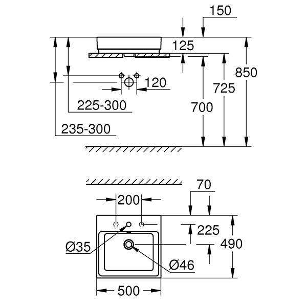 Раковина накладная 50, альпин-белый Grohe Cube Ceramic 3947800H