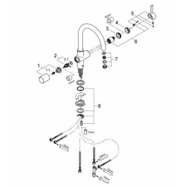 Смеситель для кухни, хром Grohe Blue Pure 33251000