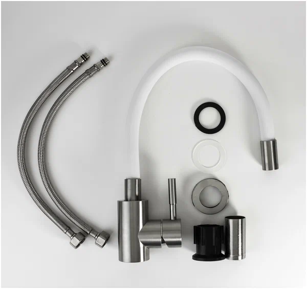 Смеситель для кухни, гибкий излив, белый ESKO Snake K44 W