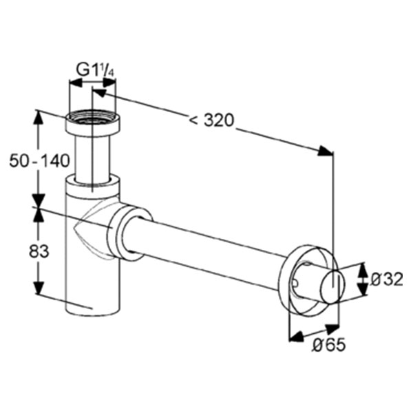 Сифон для раковины, черный Kludi 1002039-00