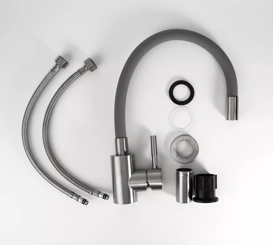 Смеситель для кухни, гибкий излив, серый ESKO Snake K44 G