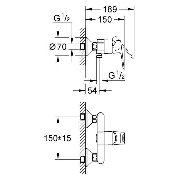 Смеситель для душа, хром Grohe BauLoop 23340000
