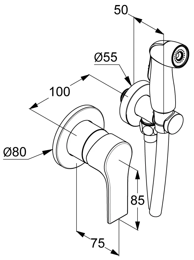 Гигиенический душ со смесителем, хром Kludi Zenta 489990565