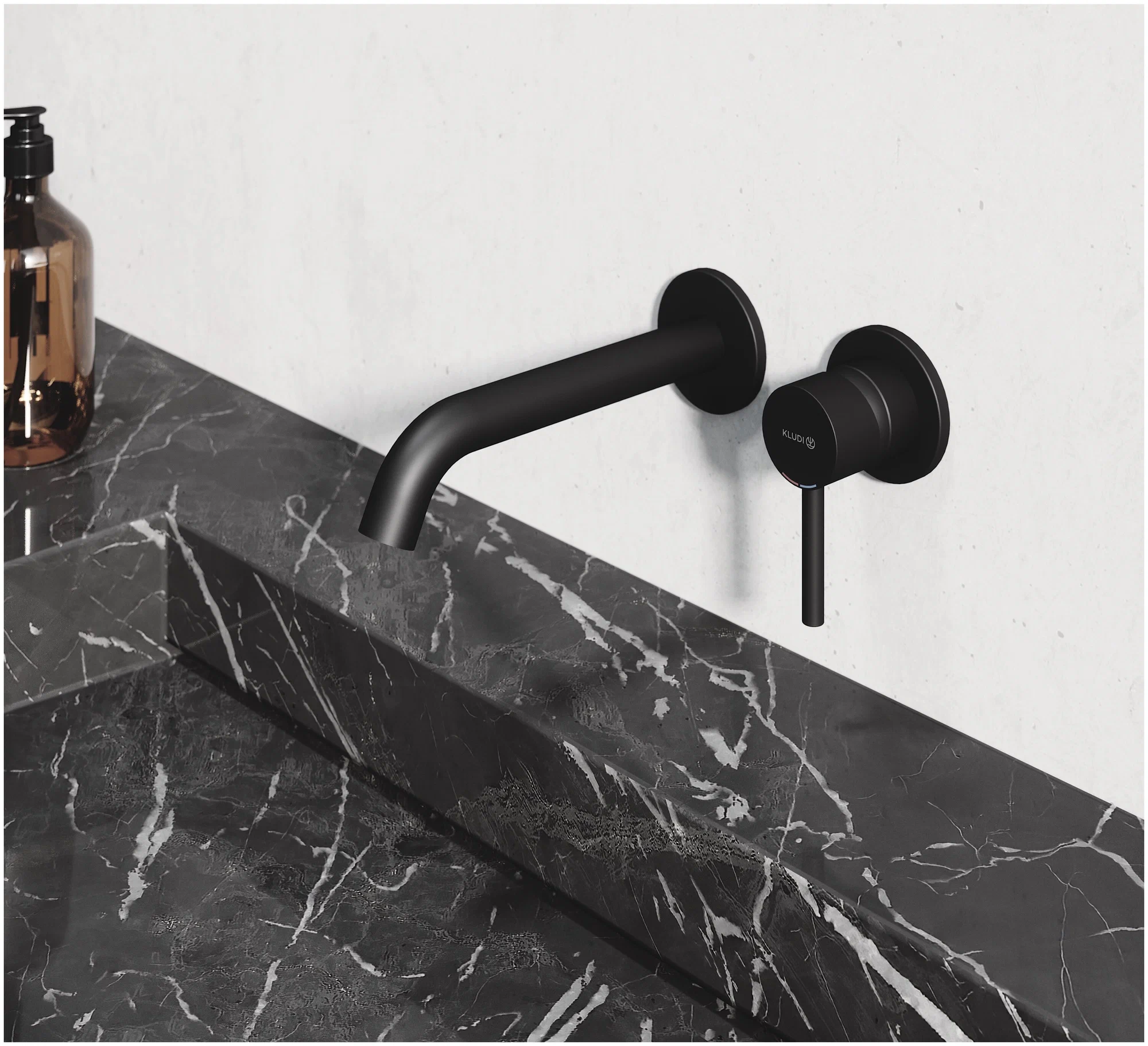 Смеситель для раковины, на 2 отверстия, черный Kludi Bozz 382443976