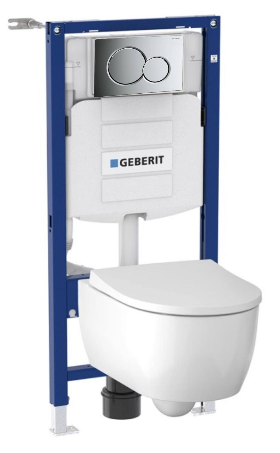 Комплект 4в1: Инсталляция, панель смыва 115.770.21.5, унитаз, сиденье Geberit Icon K24042901