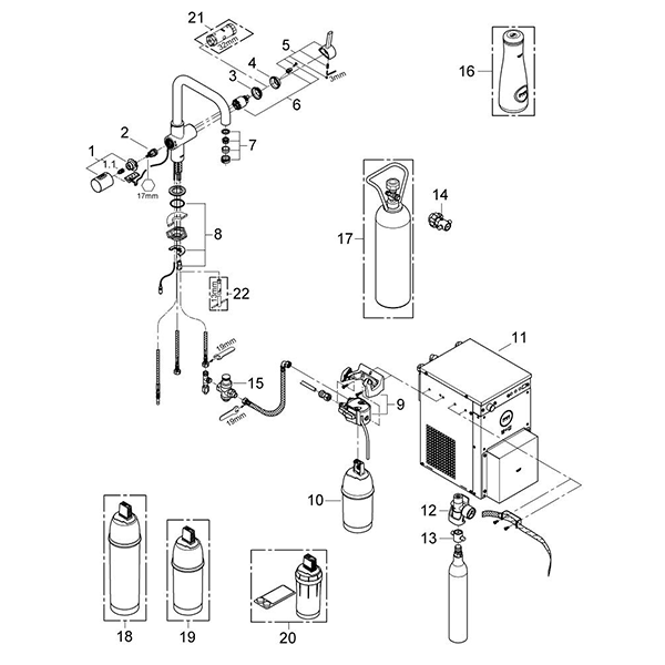 Смеситель для охлаждения и газировки Grohe Blue Professional 31304000