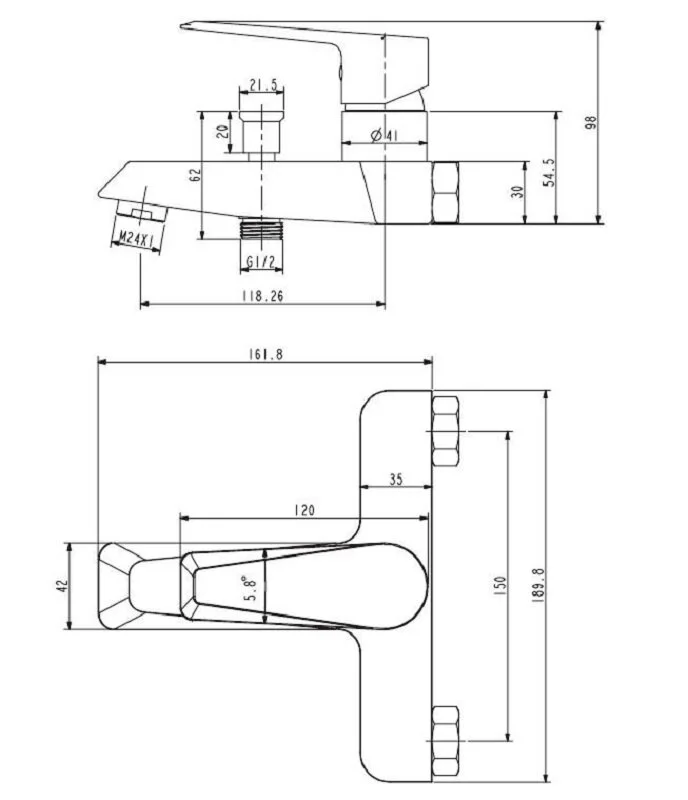 Смеситель для ванны, хром ESKO New York NY 54