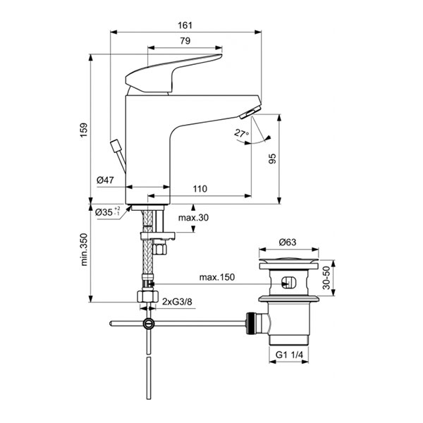 Cмеситель для раковины, хром Ideal Standard Ceraflex B1713AA