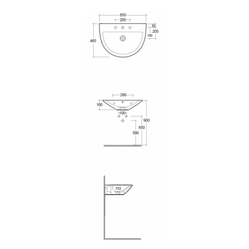 Раковина подвесная 65, белая Rak Ceramics Morning MORWB6501AWHA