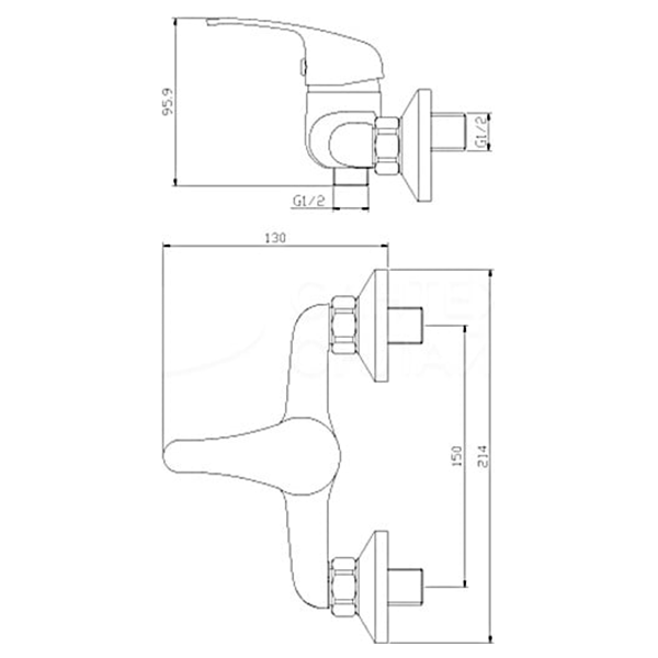 Y35-41 Смеситель одноручный 35 мм для душа, хром