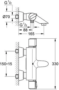 Термостат для ванны, хром Grohe Grohtherm 2000 34174000
