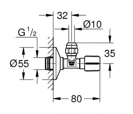 Вентиль угловой 1/2х3/8, холодный рассвет Grohe 22037GN0