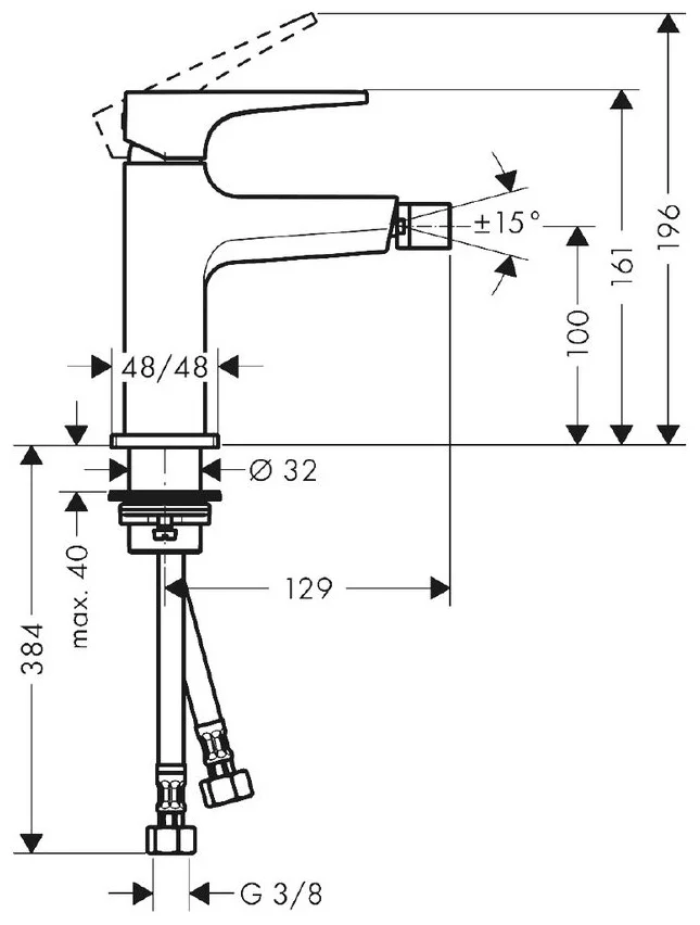 Смеситель для биде с донным клапаном, бронза Hansgrohe Metropol 32520140