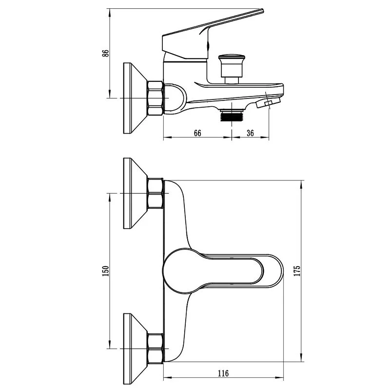 Смеситель для ванны, хром VODA Tide TD54