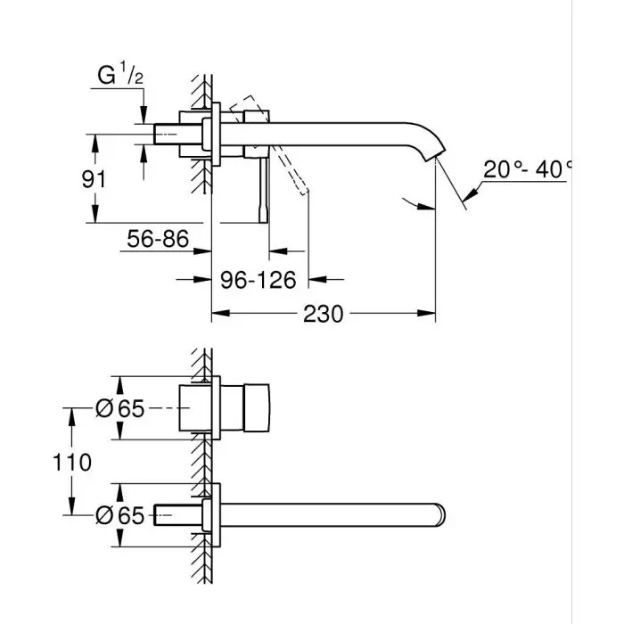 Смеситель для раковины, на 2 отверстия, суперсталь Grohe Essence 29193DC1