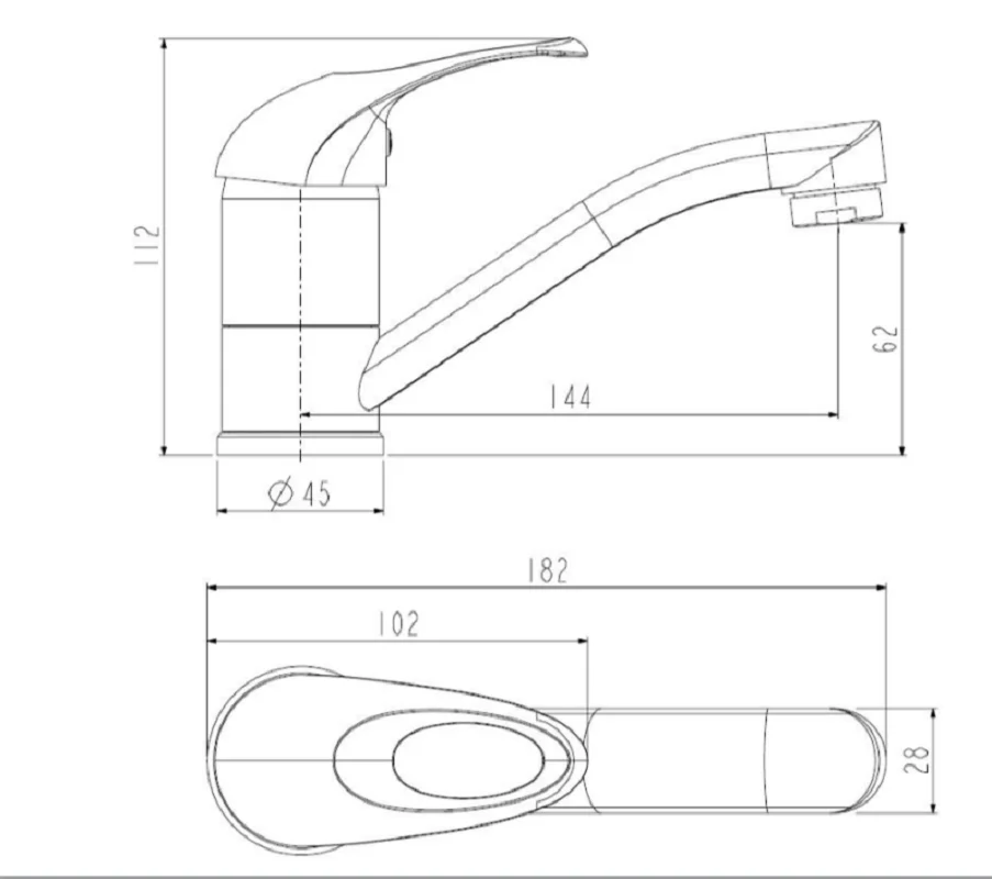 Смеситель для кухни, хром КЛЕВЕР Nega NG 15
