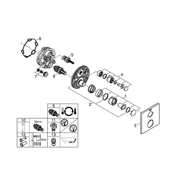 Термостат для ванны, встраиваемый, на 2 выхода, хром Grohe Grohtherm 24080000