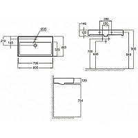 Раковина подвесная 80, черная Jacob Delafon Vivienne EXBI112-NGM