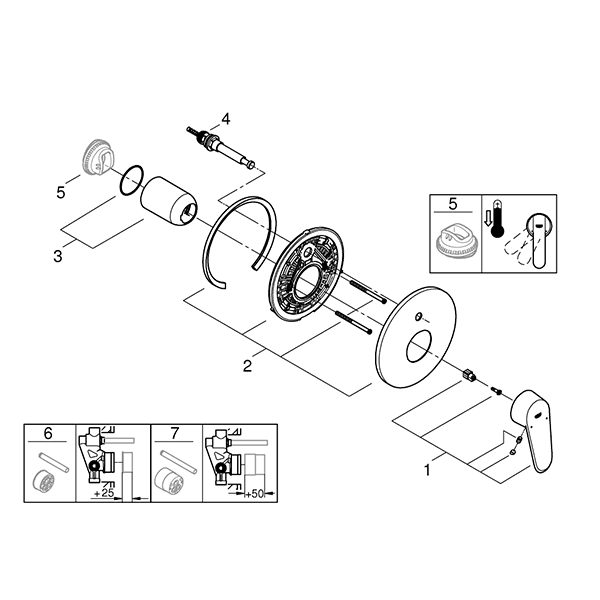 Смеситель для ванны, внешняя часть, хром Grohe Eurodisc Cosmopolitan 19548002