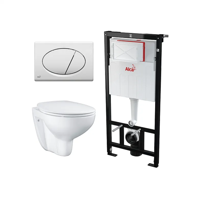 Комплект 4в1: Инсталляция, панель смыва M70, унитаз с сиденьем Alcaplast K21122001