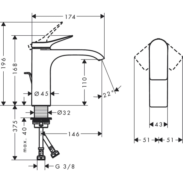 Смеситель для раковины с донным клапаном, белый Hansgrohe Vivenis 75020700