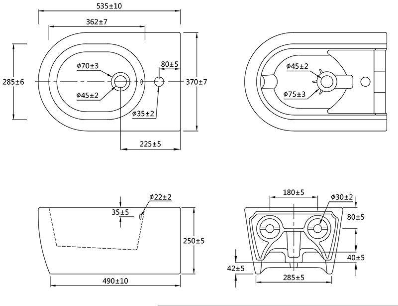 Биде подвесное, белый SSWW CB5006